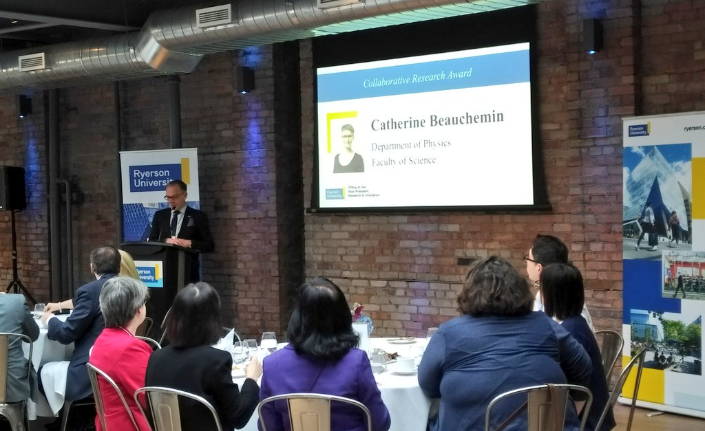 MichaelKolios's tweet photo. Congratulations to Dr Beauchemin for receiving the @RyersonResearch collaborative research award. Pioneering work in the burgeoning field of #virophysics which she helped define @RyersonSci @RyersonU @ryersonphysics #research #ResearchImpact https://t.co/bhl7u1QVIP
