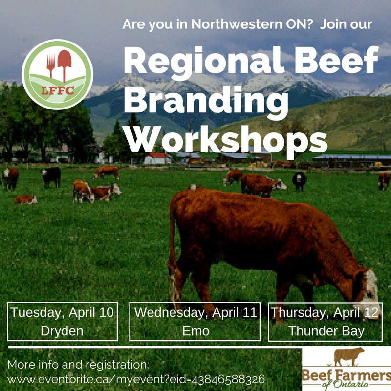 If you're in Northwestern ON, come and check out our Regional Beef  Branding Workshops in partnership with <a href="/OntarioBeef/">Ontario Beef</a>, starting tomorrow  in #dryden, Weds in #emo, and Thurs in #thunderbay.  More info and  registration here: eventbrite.ca/myevent?eid=43…  #nwo #ontariobeef #eatlocal