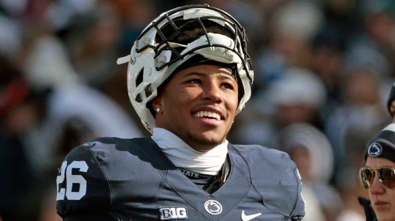 TheTabPennState's tweet photo. she say, “do you love me?” I tell her, “only partly” I only love my school and Saquon Barkley, I’m sorry 🤩 https://t.co/TX6vgt63jZ