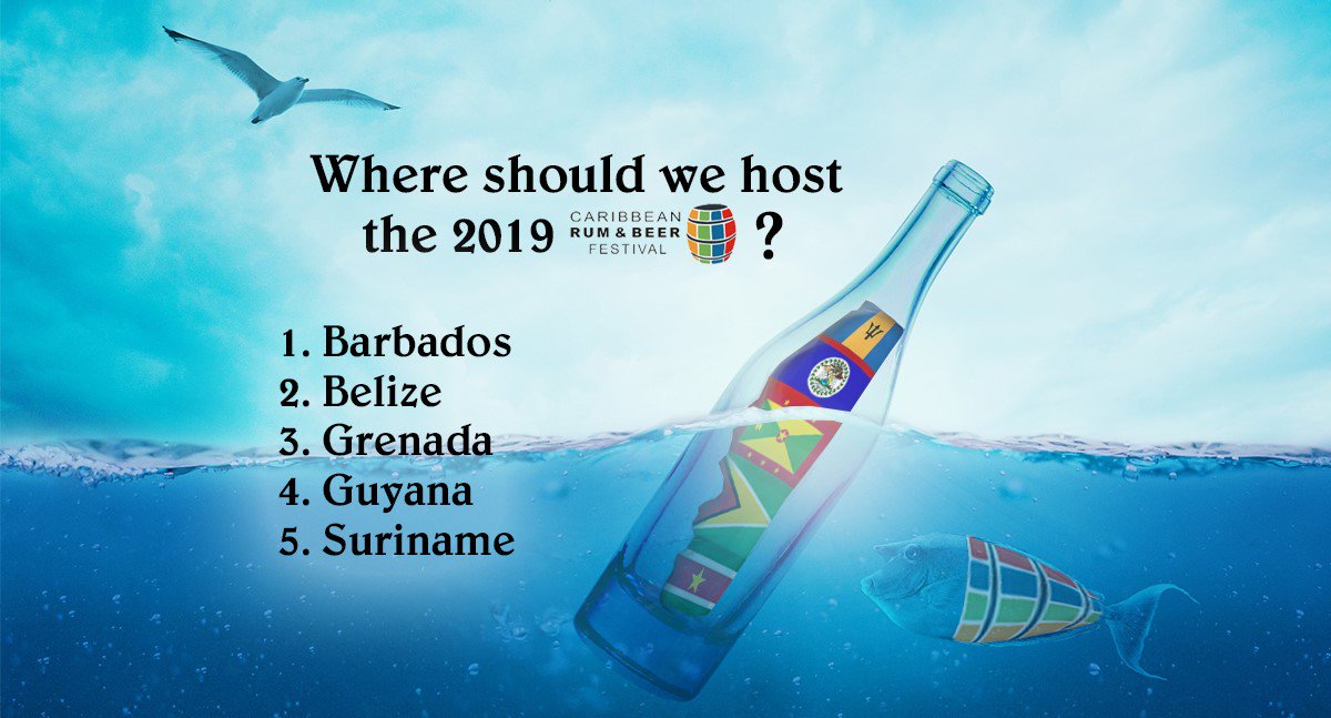 rumbeerfestival's tweet photo. Tweet us your choice of host country for the 2019 Caribbean Rum &amp; Beer Festival. Tell us why &amp; get a chance to be a guest at the 2019 Festival. #Barbados #belizevacation #gogrenada @NCNGuyana @surinametourism https://t.co/mmNNwegOh5