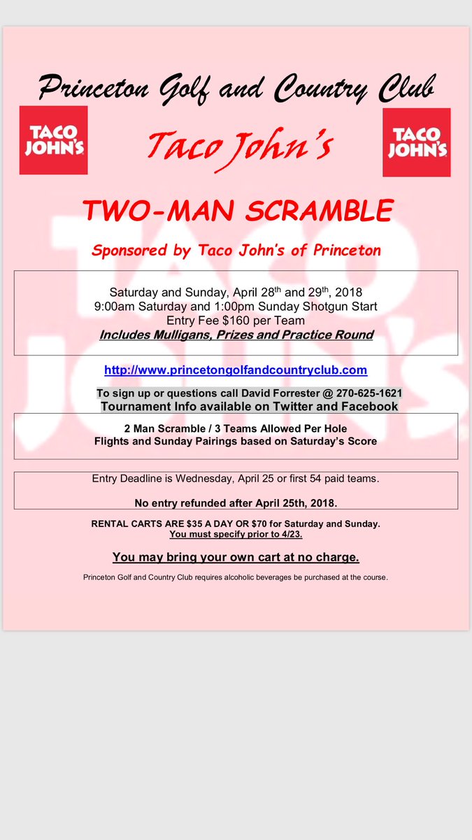 Three weeks to the spring kick off tourney.  A really good field already signed up!  Give me a call or text to sign up.  Please RT <a href="/kjpatton67/">Kevin Patton</a> <a href="/bluegrassgolfer/">bluegrassgolfer</a> @Kygolfnews <a href="/Kentucky_Golf/">Kentucky Golf</a>  <a href="/lammmtc/">Mitchell</a> <a href="/jduvall24/">Jeff Duvall</a> @JakeM_Pepper <a href="/JoeJack74/">Joe Jackson</a> <a href="/PaducahSunNews/">The Paducah Sun</a> <a href="/toddgriffin100/">Todd Griffin</a>