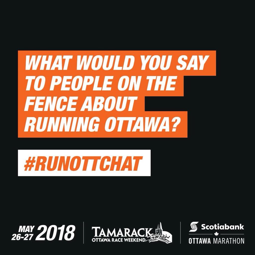 runstrong09's tweet photo. I’d say it’s a great family event that has distances for everyone...from the 1.2k Kids Marathon to the 2k/5k/10k/21.1k/42.2k races. Super well organized. Phenomenal atmosphere. Canada’s best running weekend. #runottawa2018 #RunOttChat @OttawaMarathon https://t.co/XU3yQXvmgO
