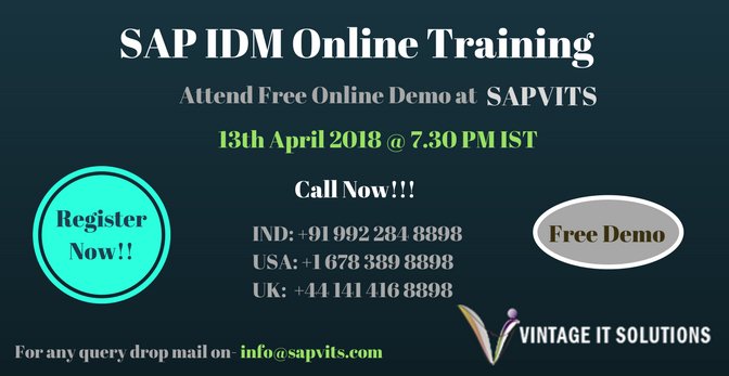 PrachiSAP's tweet image. #SAPVITS is conducting free live demo on #SAPIDM on 13th April, 2018 at 7.30 PM IST

Interested candidates can register on below link for the live demo : goo.gl/HYV5qK