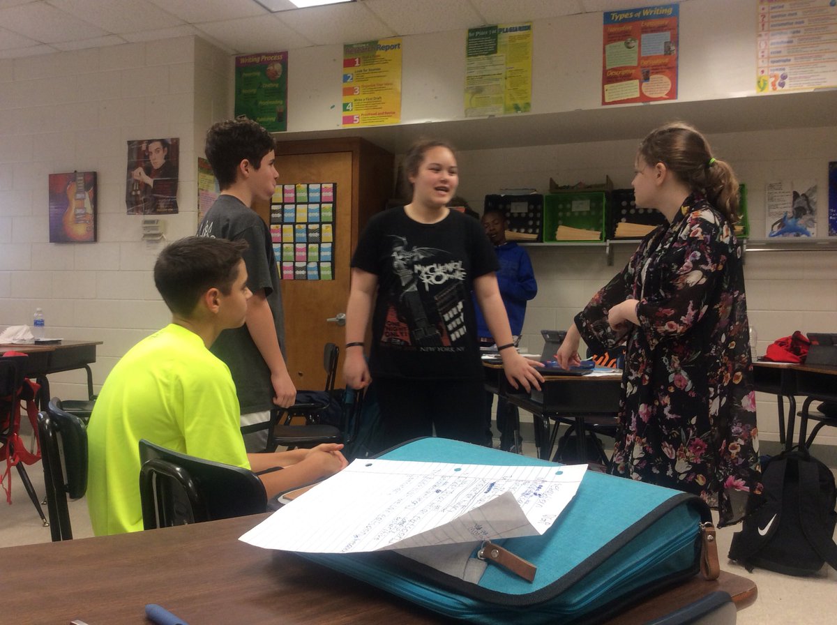PCBOE's tweet photo. RT PCIntermediate "Miss McCollum’s class rehearsing for The Monsters are Due on Maple Street skits! 🎭 #finearts #PCISlearns #sharePCS https://t.co/xWDUchLOK8"