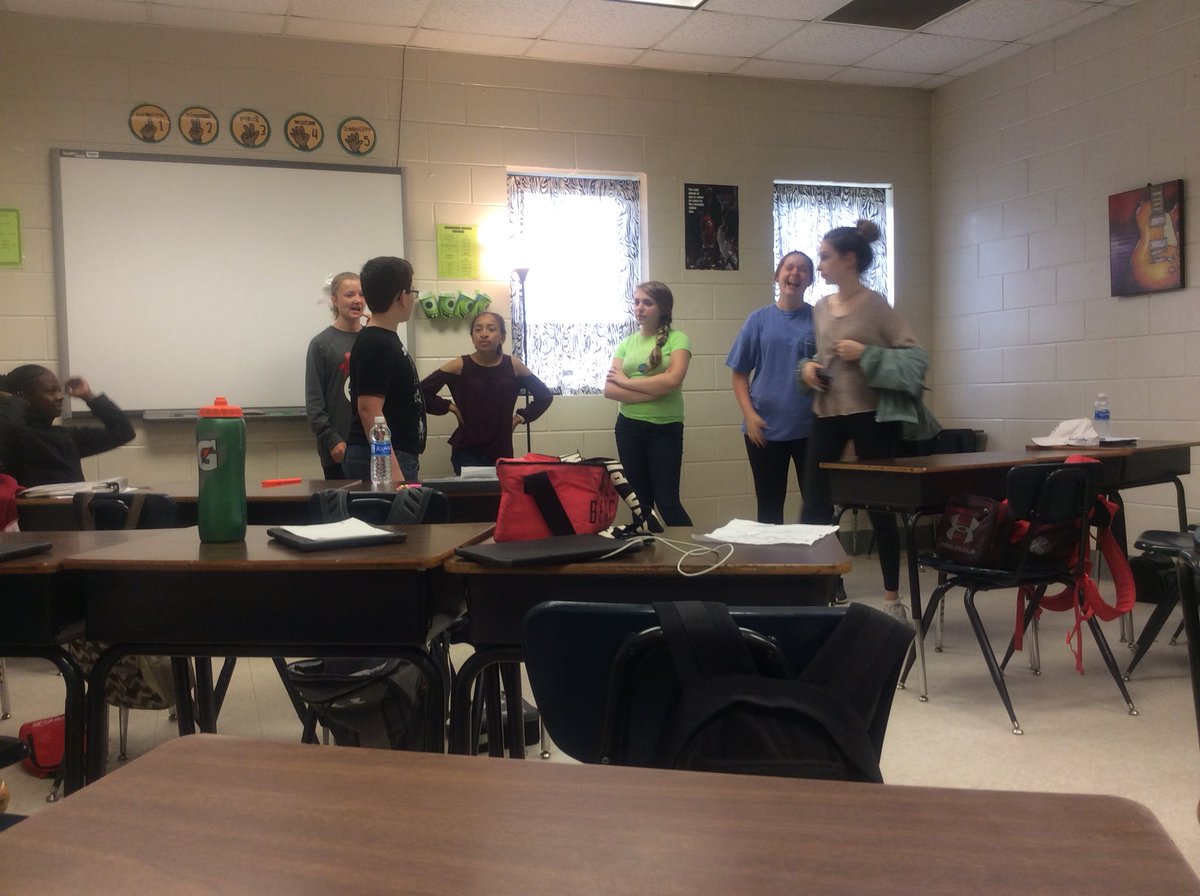 PCBOE's tweet photo. RT PCIntermediate "Miss McCollum’s class rehearsing for The Monsters are Due on Maple Street skits! 🎭 #finearts #PCISlearns #sharePCS https://t.co/xWDUchLOK8"