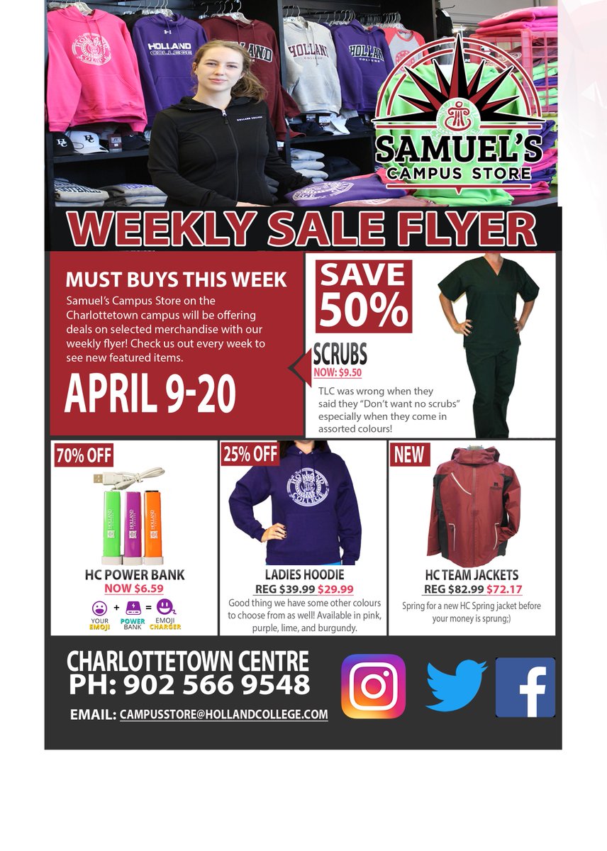HC_Bookstore's tweet photo. Check out Samuel's sales! @hollandcollege @HurricaneSU @HC_Hurricanes @GlendenningHall #SamuelsSales https://t.co/To34pi9xrg