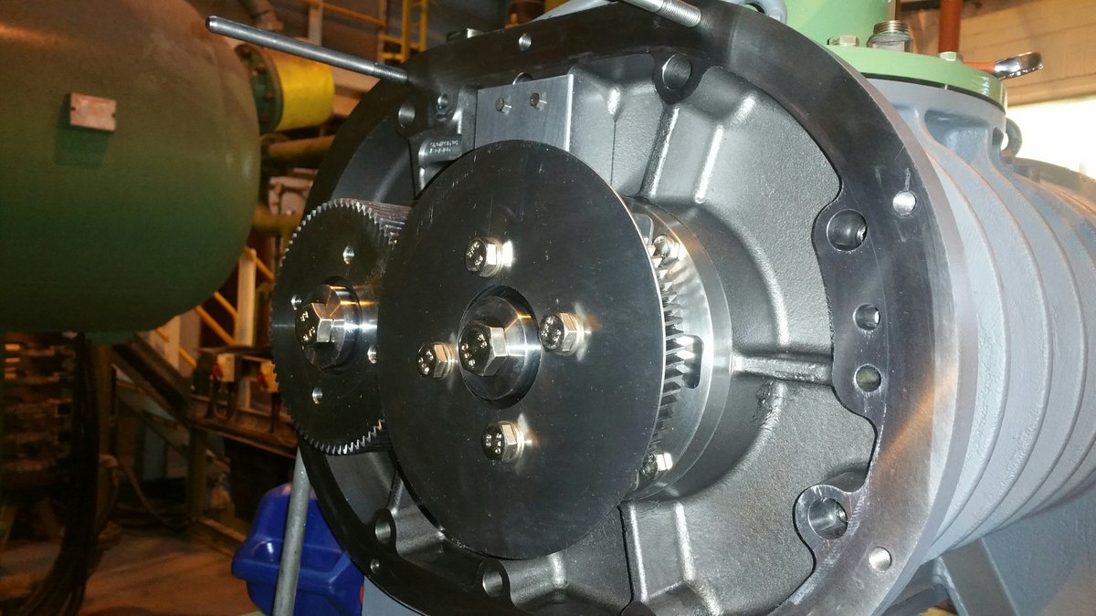 High vacuum booster pump being serviced on site