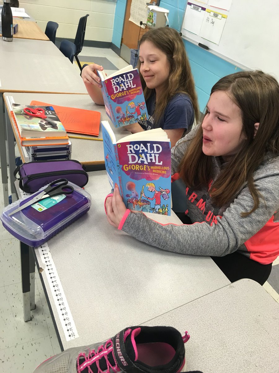 MissCPurcell's tweet photo. And they’re off into the world of Dahl! #literaturecircles https://t.co/Swjg020ci2