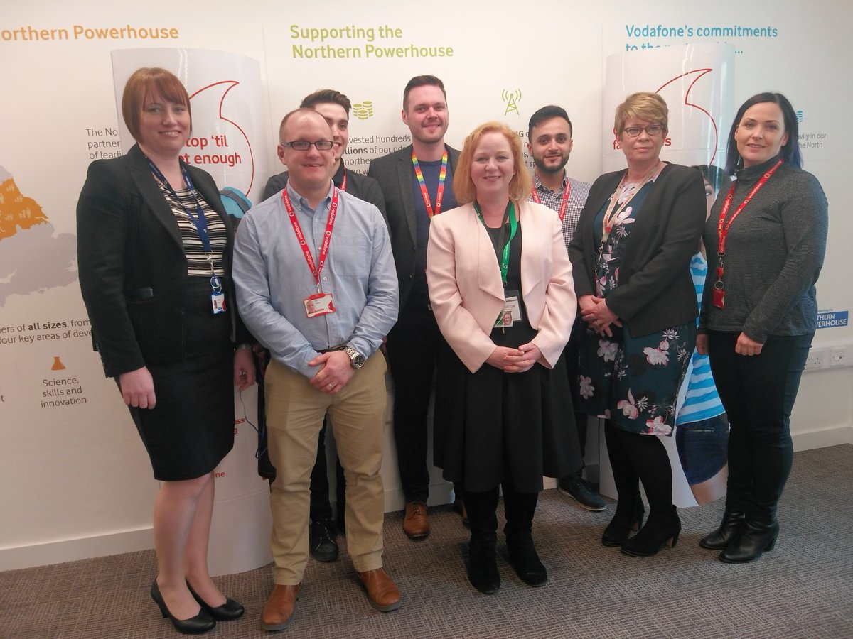 VodafoneThreeUK's tweet photo. We're delighted to host @JudithCummins, MP for Bradford South and Shadow Minister for International Trade, at our #Leeds hub today to discuss #digitalinvestment and our work to benefit local #charities https://t.co/rQK5DRPwEh