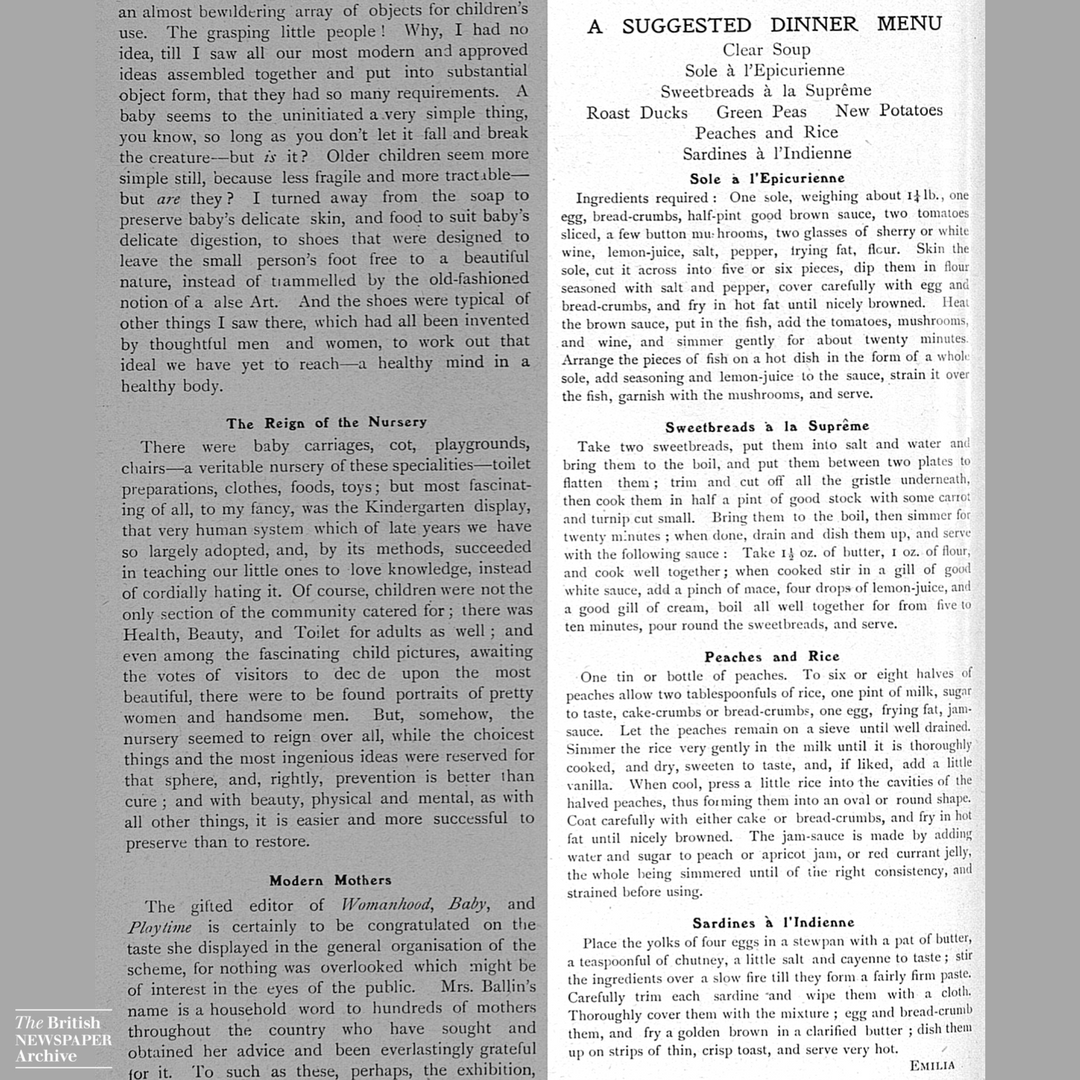 BNArchive's tweet photo. Exciting to see #AwfullyBritishMenu trending--historic newspapers are a fabulous place to find some wonderfully British recipes and menus! Below are suggested dinner menus from 1941 and 1906 respectively. Find more vintage recipes here: https://t.co/cK0K1opkzM https://t.co/eGypW8qlwW