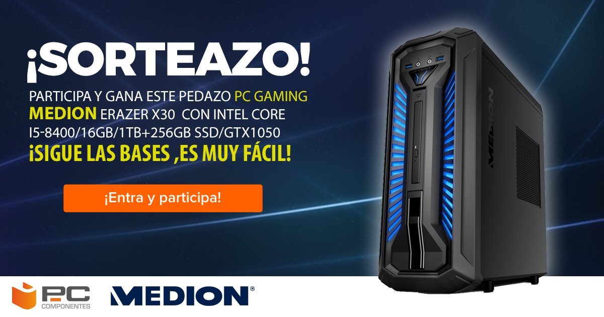 pccomponentes's tweet photo. VAMOS QUE ESTE PEPINO TODAVÍA NO TIENE DUEÑO/A! RT y rellena tus datos y llévate este pedazo de PC Gaming de Medion por la face: Para participar:
- Haz RT
- Síguenos en Twitter
- Sigue las bases del enlace y rellena tus datos aquí https://t.co/YLX4K4LRBU https://t.co/5RAoqYTOhj