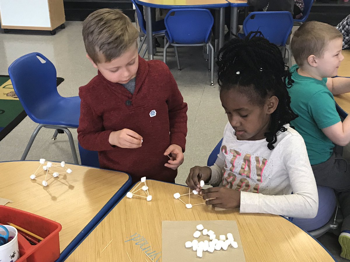 TTechie's tweet photo. What a great way to start a Monday- 2-D &amp; 3-D shapes! Kindergarten Rocks! @msStull_teach @A2Steam https://t.co/EfahHUxL60