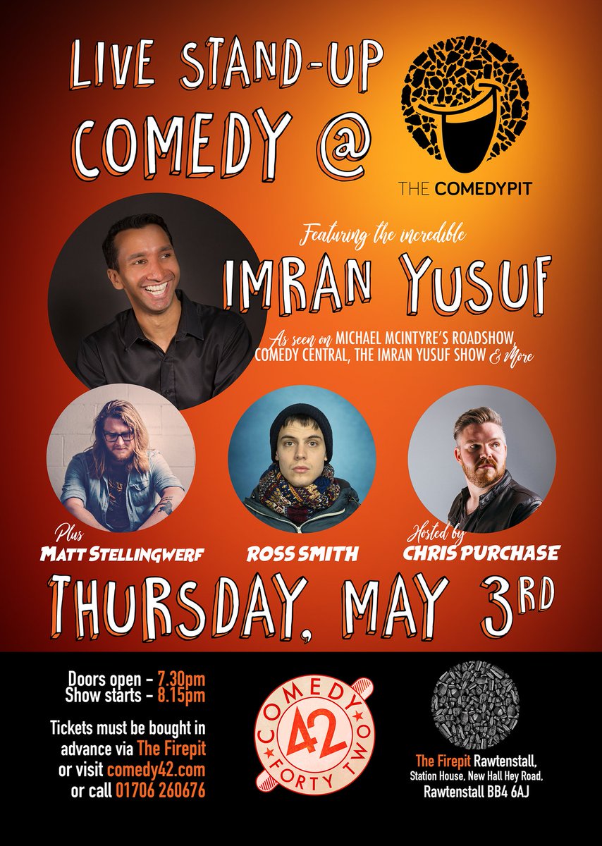 Tickets are on sale now for our next #comedypit <a href="/Firepit_/">The Firepit</a> with <a href="/imranyusuf/">Imran Yusuf</a> @Rosssmithhaha @M_Stellingwerf <a href="/ChrisPurchase/">Chris Purchase</a> grab them quickly as we will sell out!