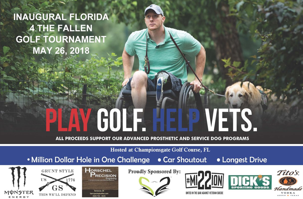 May 26 is coming quick. We will be @CGateGolf We are proud to be sponsored and supported by @Mission22, #monsterenergy, #titoshandmadevodka, @gruntstyle, and many more. 

Golf registration is open.

 4tforlando.accelraising.com