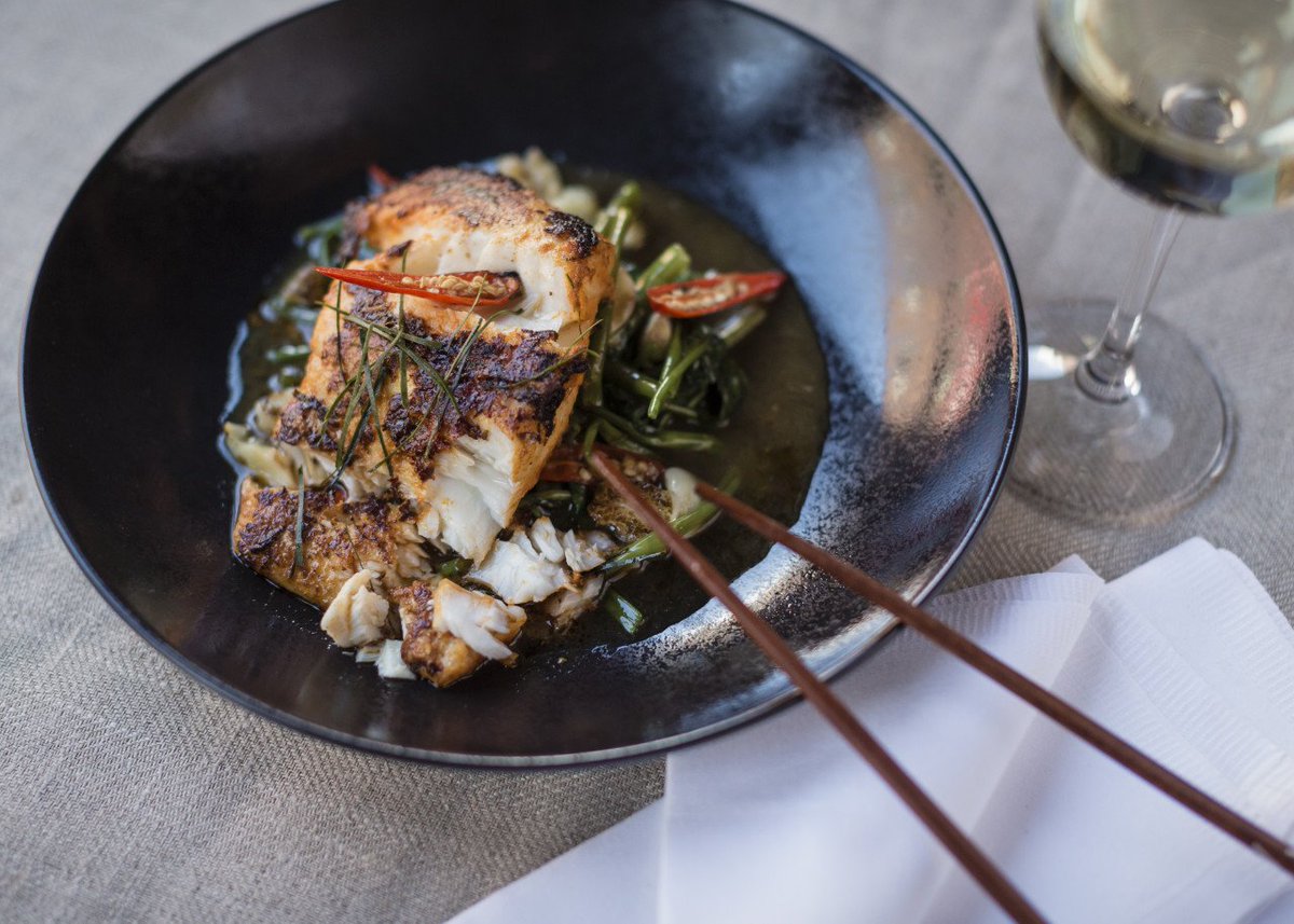 SabaDublin's tweet photo. Our Thai New Year Festival has begun 🎉

Dishes include - Atlantic Halibut with Morning Glory*** [SL] 
Pan-fried Atlantic Halibut marinated in a red curry paste and kaffir lime leaves and served with stir fried morning glory and pickled soybeans

#SabaThaiNY #ThairishNY #Songkran https://t.co/Uu7qsrw3F9
