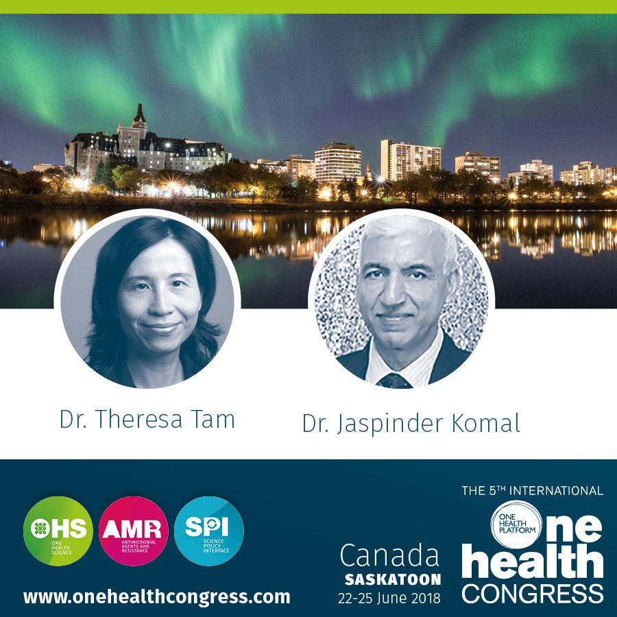 WOHCongress's tweet photo. Thank you #DrTheresaTam, Chief Public Health Officer of Canada, and Dr. Jaspinder Komal #CVO #Canada, for officially opening our #IOHC18 #onehealthcongress on Friday 22 June. Come and join us! All info is available at https://t.co/W6l4HS7lNS @usask @PHAC_GC @CPHO_Canada https://t.co/APnJ6tOnaw