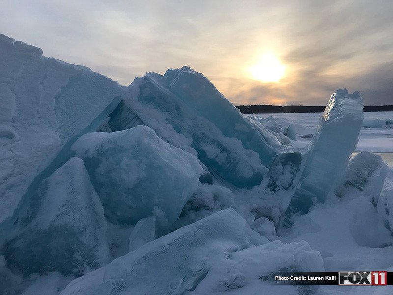 fox11news's tweet photo. .@LaurenKalil saw these amazing #iceshoves at #DoorCounty's Cabot Point this morning: https://t.co/MAXK953v0M https://t.co/uHOesjoum6