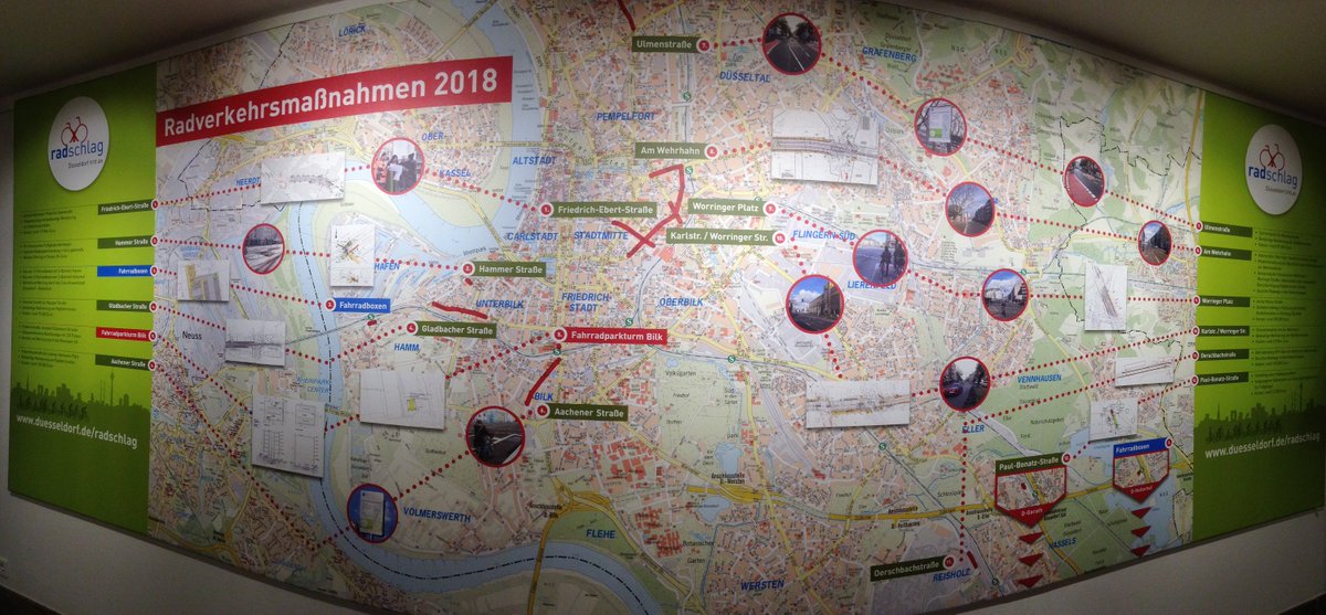 Duesseldorf's tweet photo. 🤔 Welche #Radverkehr.smaßnahmen sind 2018 im Düsseldorfer Stadtgebiet geplant? Der Megaplan im Rathaus-Foyer zeigt es euch! https://t.co/pEAv5U5kym