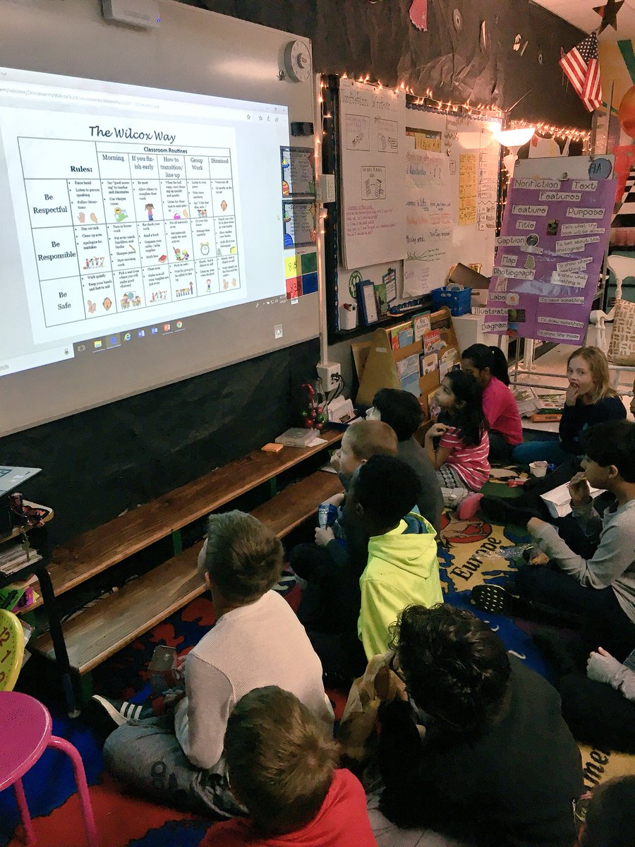 Mswilcoxsclass's tweet photo. Reviewing what is expected of us so we can be on our best behavior for the last 33 days of school! #PBIS #secondgrade #behaviormatrix #thewilcoxway https://t.co/EDCkoY8nFQ
