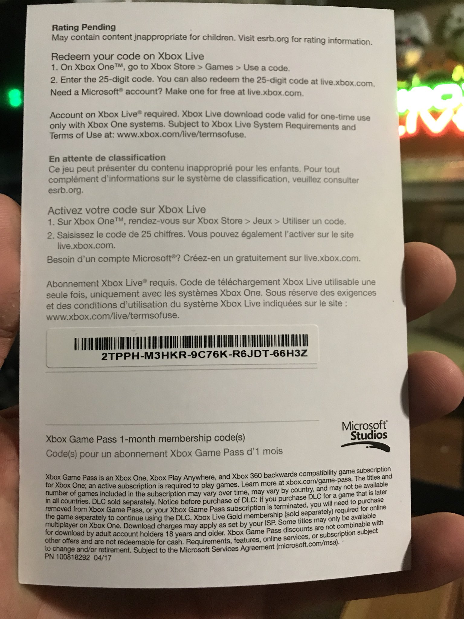 xbox game pass 1 month code