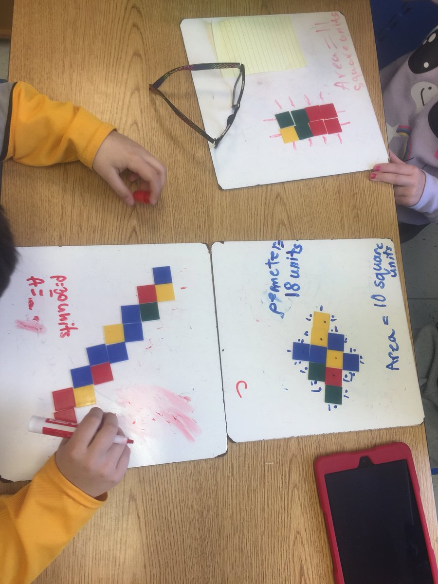 MissStickley's tweet photo. We’re exploring area and perimeter! #sccdsb #Grade23Math https://t.co/H9UIm7sdyU