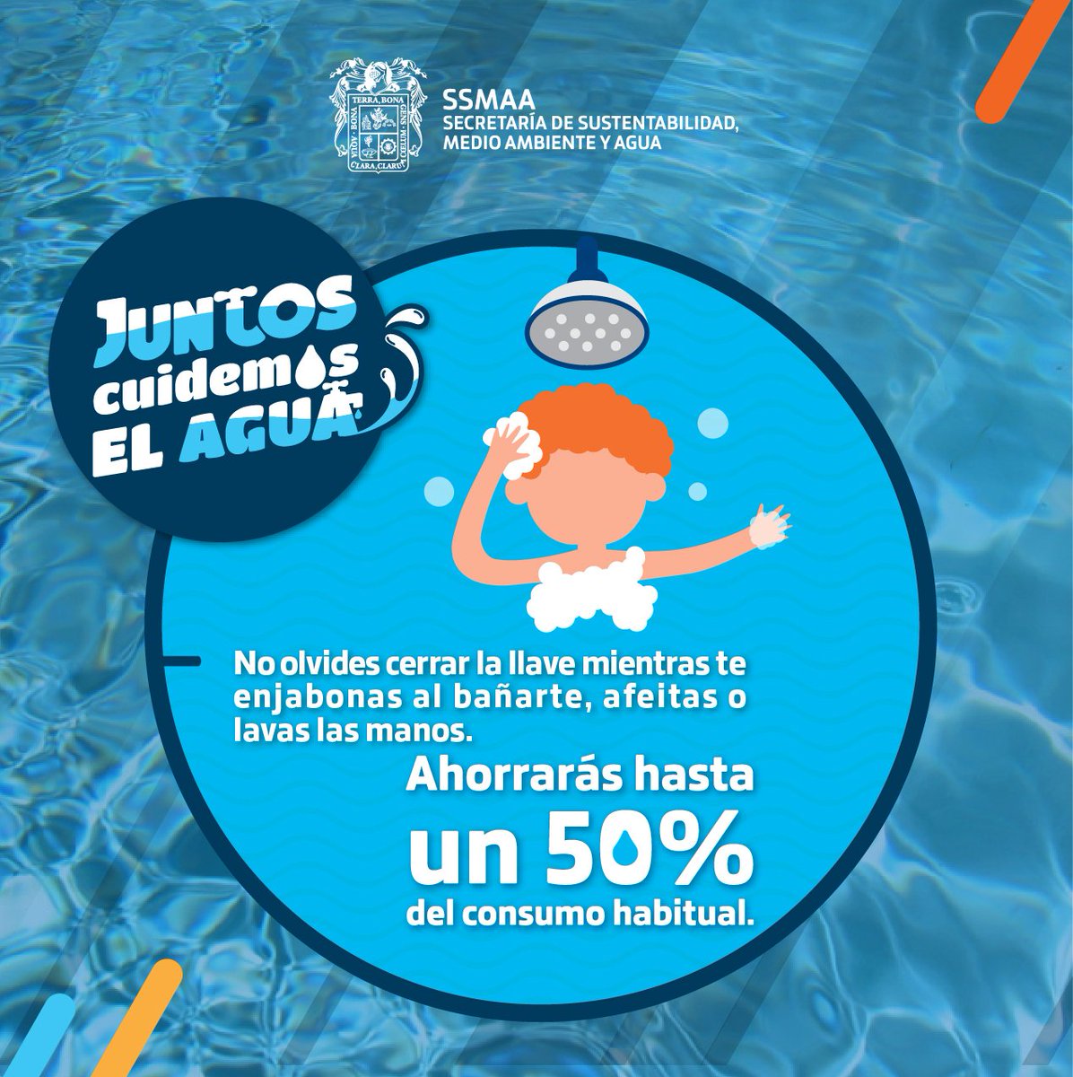 GobAgs's tweet photo. Juntos cuidemos el Agua. No olvides cerrar la llave mientras te enjabonas al bañarte, afeitas o lavas las manos. https://t.co/vs5lQ5fpuv