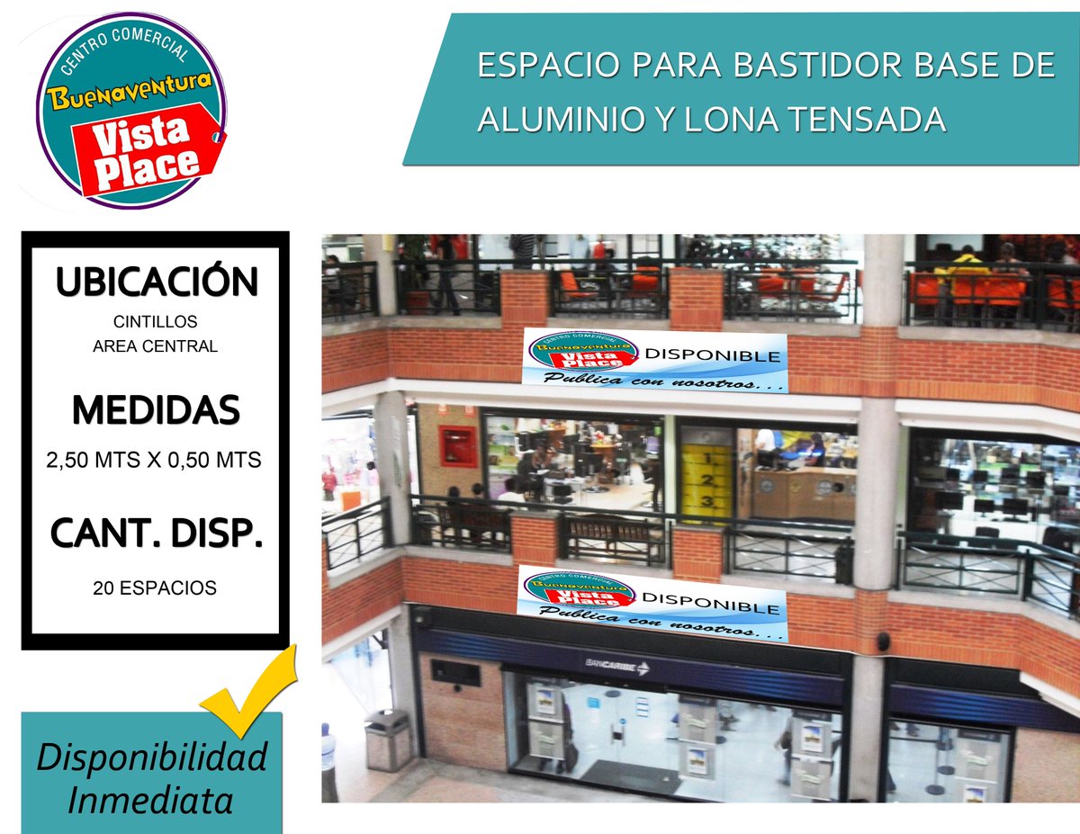 CCBVISTAPLACE's tweet photo. ¿Quieres publicitar tu empresa y no sabes donde?
En el Centro Comercial Buenaventura Vista Place te ofrecemos los mejores espacios para satisfacer tus necesidades
Puedes comunicarte con nosotros vía email: publicidadccbvistaplace@gmail.com
No esperes más...
Publica con Nosotros https://t.co/z1ptG8smZQ