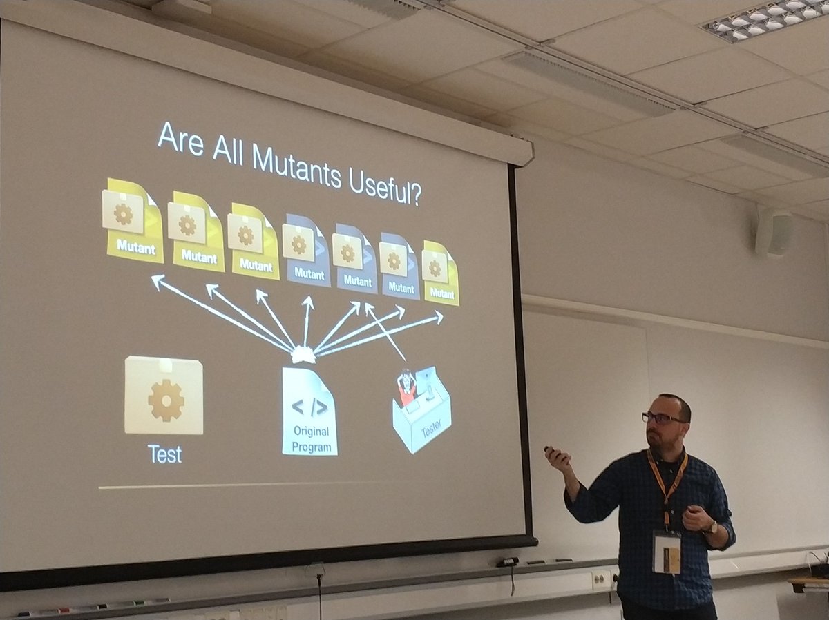 jmrs84's tweet photo. Mike Papadakis talking about mutant quality indicators. #ICST18 #mutation2018 https://t.co/KiI4cqD4o1