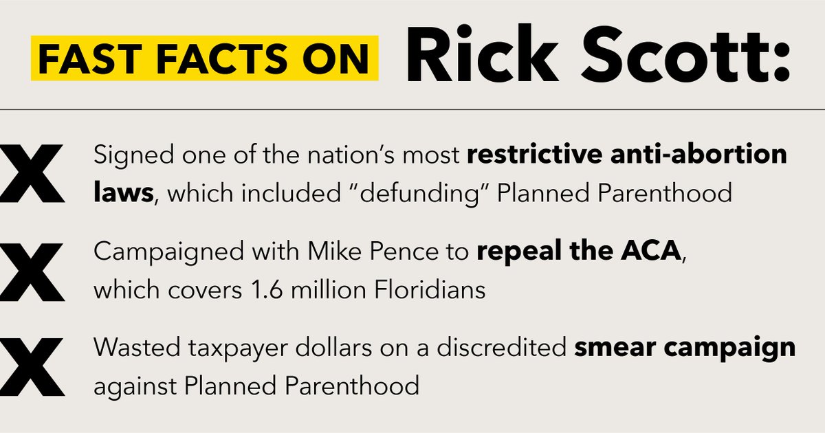 Anti-abortion extremist <a href="/ScottforFlorida/">Rick Scott</a> just announced his bid for Senate. Comment on FB on why he’s a DANGER to our freedom, our rights, and our health care: ppact.io/2GOg7uR