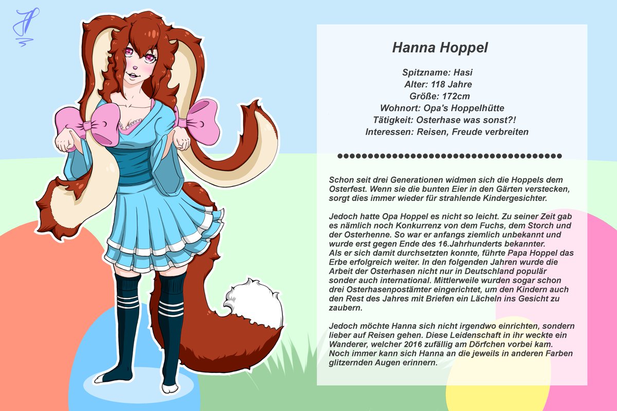 jilipp_art's tweet image. Today I post a #characterdesign I made last week for a #german #compatition lead by @DoKomi. 
This is my first one. I just wanna know how much to reach with this niveau of mine.^^
#anime #manga #drawing #easterbunny #eastern #cute #digitaldrawing #zeichnung #zeichnen #draw #comic