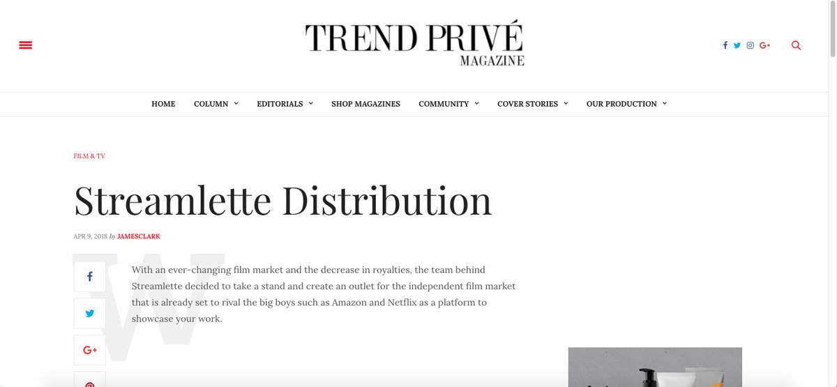 StreamletteHQ's tweet photo. More positive press! @TrendPriveMag ran an article today covering us and @MojaveJunction, one of the films that make up our initial content offering. Read it here: https://t.co/PFuDhS7Lc2
#SupportIndieFilm #streamlette #trendprive https://t.co/h95s2zyYYp