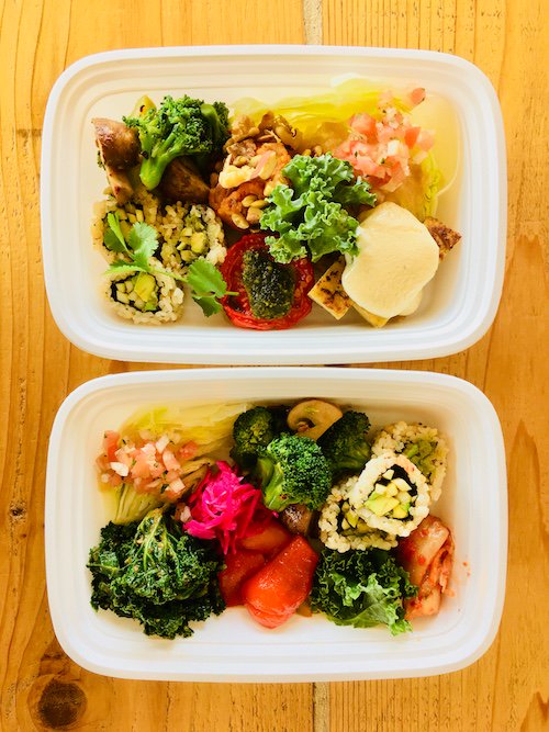 workshopvegcafe's tweet photo. #MeatlessMonday plant based bentos are back with updated contents! Available in limited quantities. Come grab one today! #Bento #vegan #GlutenFree https://t.co/giHLe1BMvc