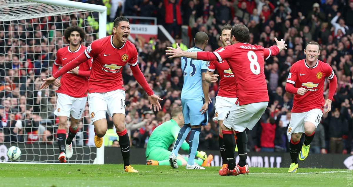 ManUtd's tweet photo. .@ChrisSmalling loves a goal against City! 😏 https://t.co/3hANwdTSQr