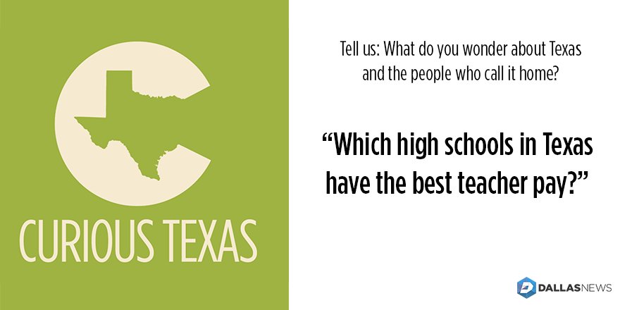 dallasnews's tweet photo. As debates rage on over school finance, academic accountability and even campus security in Texas, a reader asked #CuriousTexas: Which high schools in the state offer the best teacher pay? #txed

@EvaMarieAyala tracked down the answer: https://t.co/XxZfJkwugy https://t.co/TTmHIiuHNy