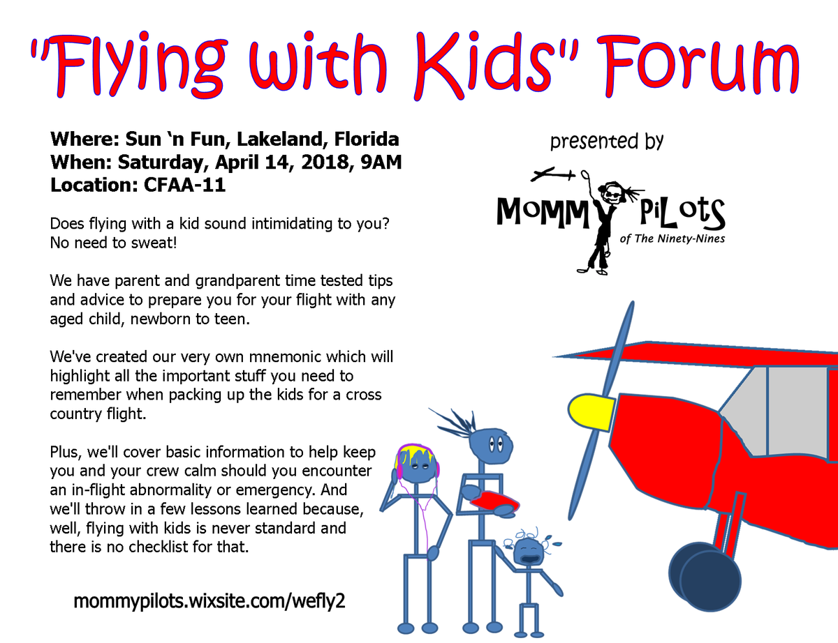 MommyPilots99s's tweet image. @TheNinetyNines 

Mommy Pilots 99s will be at SNF! Join us for our Flying with Kids Forum on Saturday! 

mommypilots.wixsite.com/wefly2        #mommypilots #Ima99