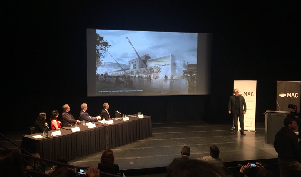 SergeSasseville's tweet photo. Dévoilement des plans du nouveau @macmtl en présence de la ministre @Marie_Montpetit et de la mairesse @Val_Plante #macmtl https://t.co/MBjnsvGwuP