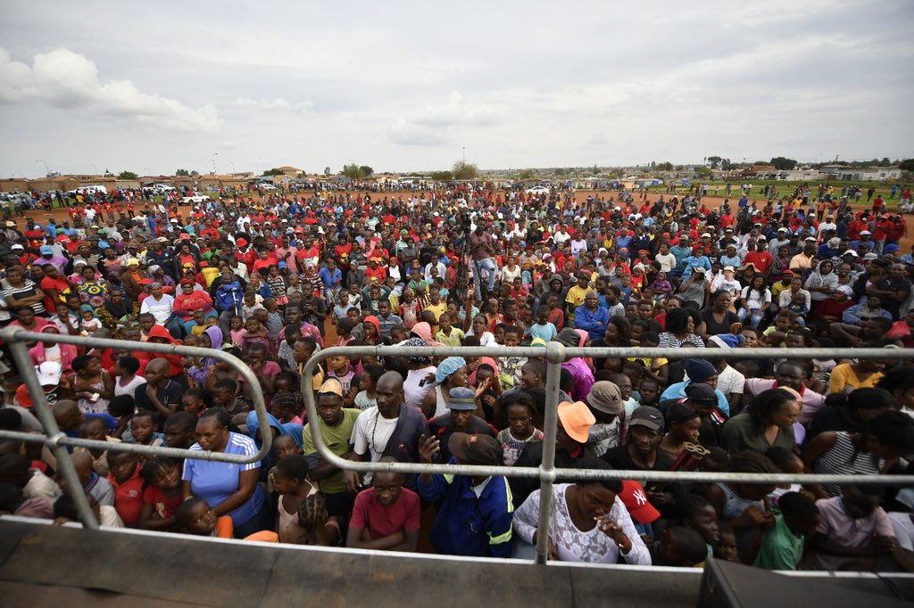EFFSouthAfrica's tweet photo. Our people gather to hear EFF DP @FloydShivambu give a tribute in honor of Mama #WinnieMandela at #WinnieMandela Park in Tembisa 

#EFFWinnieMandelaMemorial; for live stream visit https://t.co/DYc9woc9H1 https://t.co/jDNh7Rg6tT