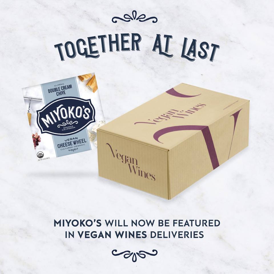 Vegan Wines collabore avec  Miyoko's Kitchen afin de proposer "in their boxes" de #vin Vegan, des  fromages .... #Vegan! Une belle manière de mettre en avant ses produits en partageant la même philosophie, "Animal friendly"! 😃👍
veganwines.com
miyokoskitchen.com