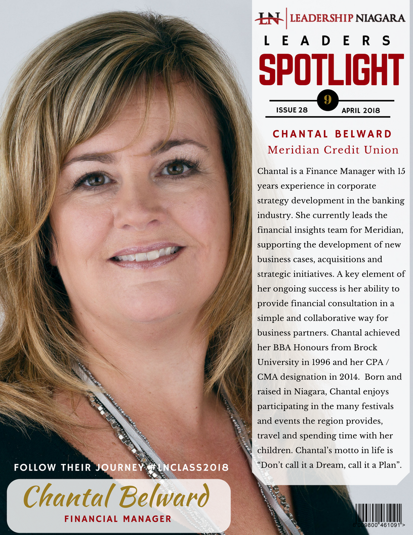 Lead_Niagara's tweet photo. "I would like to ensure that Niagara continues to grow and remains integral. It takes strong, vested and passionate community leaders to ensure this success"
Today we shine the spotlight on Chantal Belward, Financial Manager at @MeridianCU and member of our #LNClass2018 https://t.co/aBVKcCC1R4