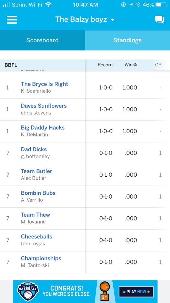 BBFLbaseball's tweet photo. Here’s to the first #PRM of the season! We are sure these will change a lot, but here’s where everyone is at week 1, according to power rankings and standings. https://t.co/RjKQTtoJkT