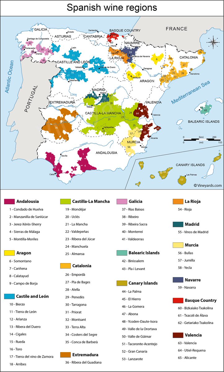Principales regiones vinícolas en España. #vino
