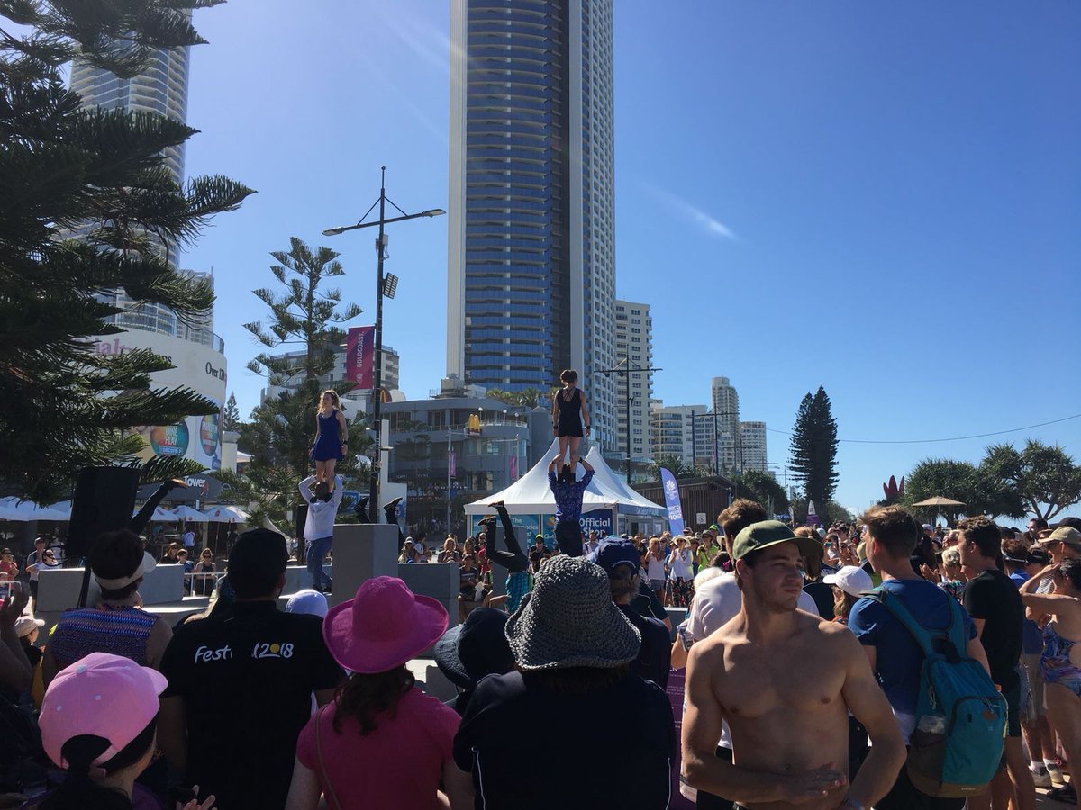 MotionhouseDT's tweet photo. Some pics from the first performances of BLOCK with @NoFitState @Festival_2018 at Surfer's Paradise, Gold Coast. If you missed it, you can catch it again tomorrow at 5pm. #Festival2018 https://t.co/Tn61g93jeT
