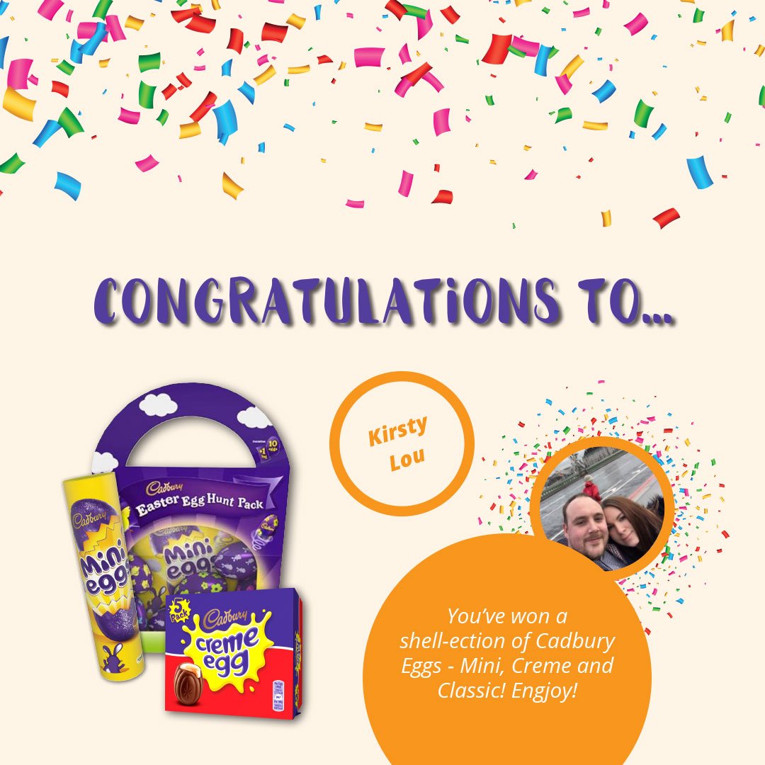 WeAreHullabaloo's tweet photo. CONGRATULATIONS TO OUR LUCKY WINNERS! 🎉🍫We’ll be contacting you shortly! Thank you so much to egg-ryone who took part 🎉🎉🎉
#winners #announcement #monday #competition #prizedraw #staytuned #congratulations #lucky #chocolate #eggs #easter #eastereggs #cadbury #design #studio https://t.co/Hs4yat4Q1s