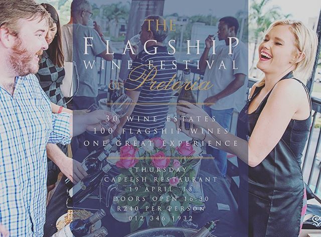 capeeshbrooklyn's tweet photo. Get your ticket today for the Fifth Annual Flagship Wine Festival. Thursday 19 April from 16:30. 30 Wine Estates. 100+ Flagship Wines. One Amazing Experience. R240 per person. Canapés. Live Music. Not to be missed! 
#winefestival #redwine #flagshipwine #restaurant #livemusic… https://t.co/Su8Pra1htS
