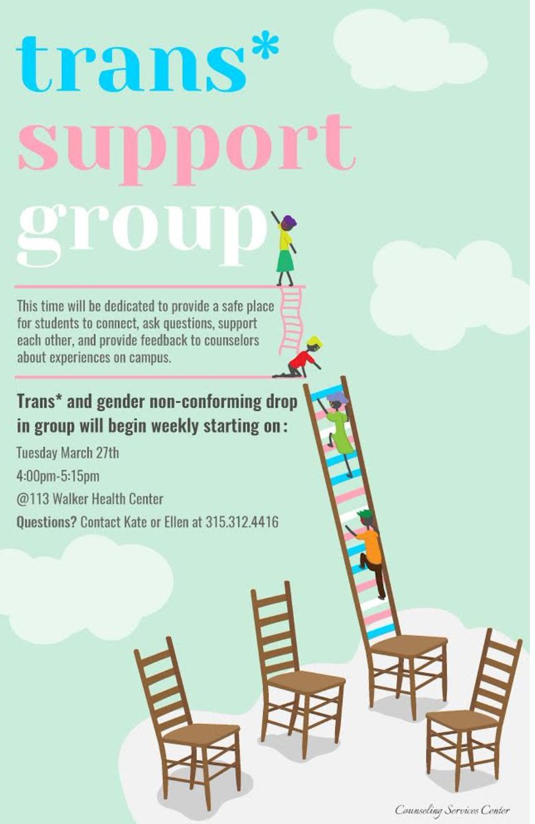 cscoswego's tweet image. Come join us tomorrow for our weekly Trans* Support Group at 4pm, located in 113 Walker Health Center!! See you there!! #transsupportgroup #sunyoswego