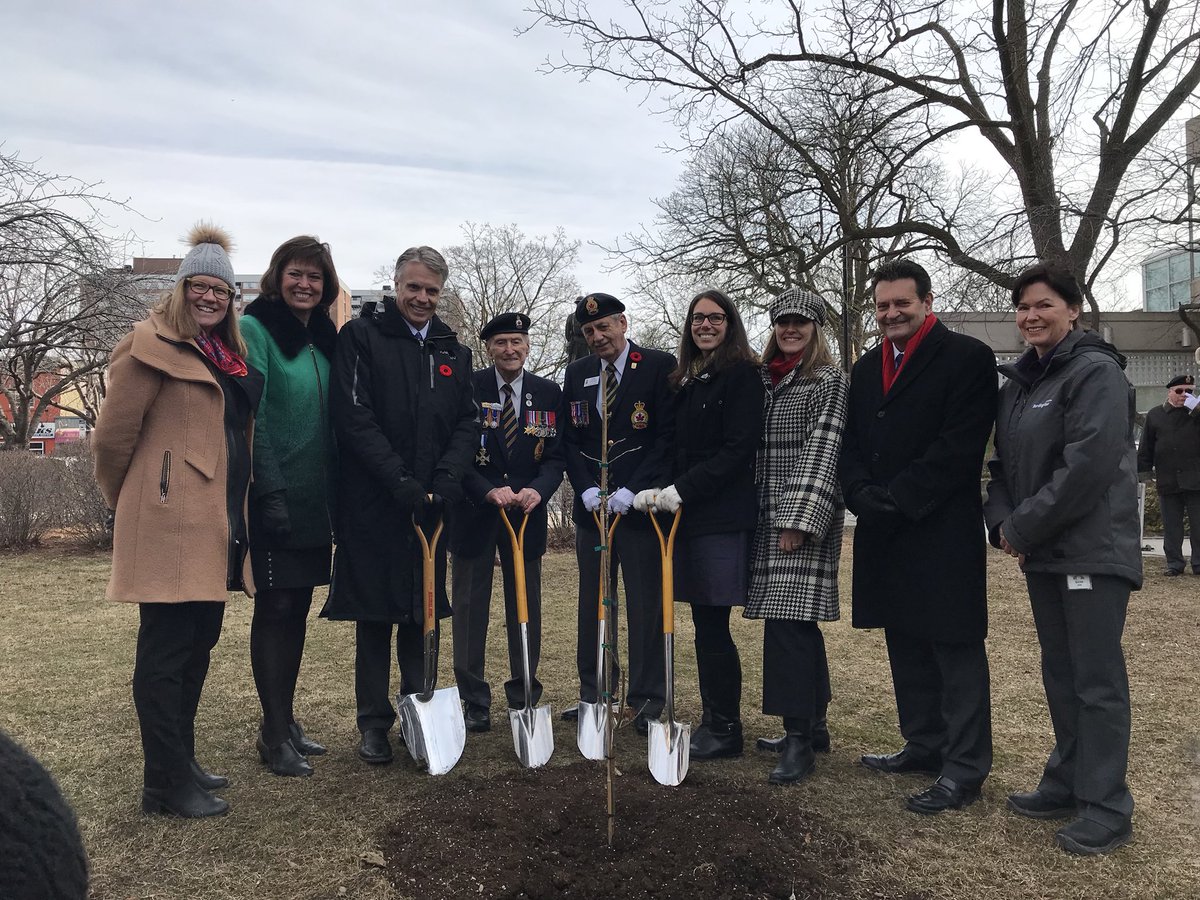 RickGoldring's tweet photo. What an honour it is to plant two Vimy Oaks on this 101st anniversary of the Battle of Vimy Ridge. Our veterans fought for our freedom and our Oaks here at the Cenotaph will be a constant reminder of their sacrifice. #BurlON #VimyOak #VimyFoundation #Vimy101 https://t.co/B7gZuX1XXv