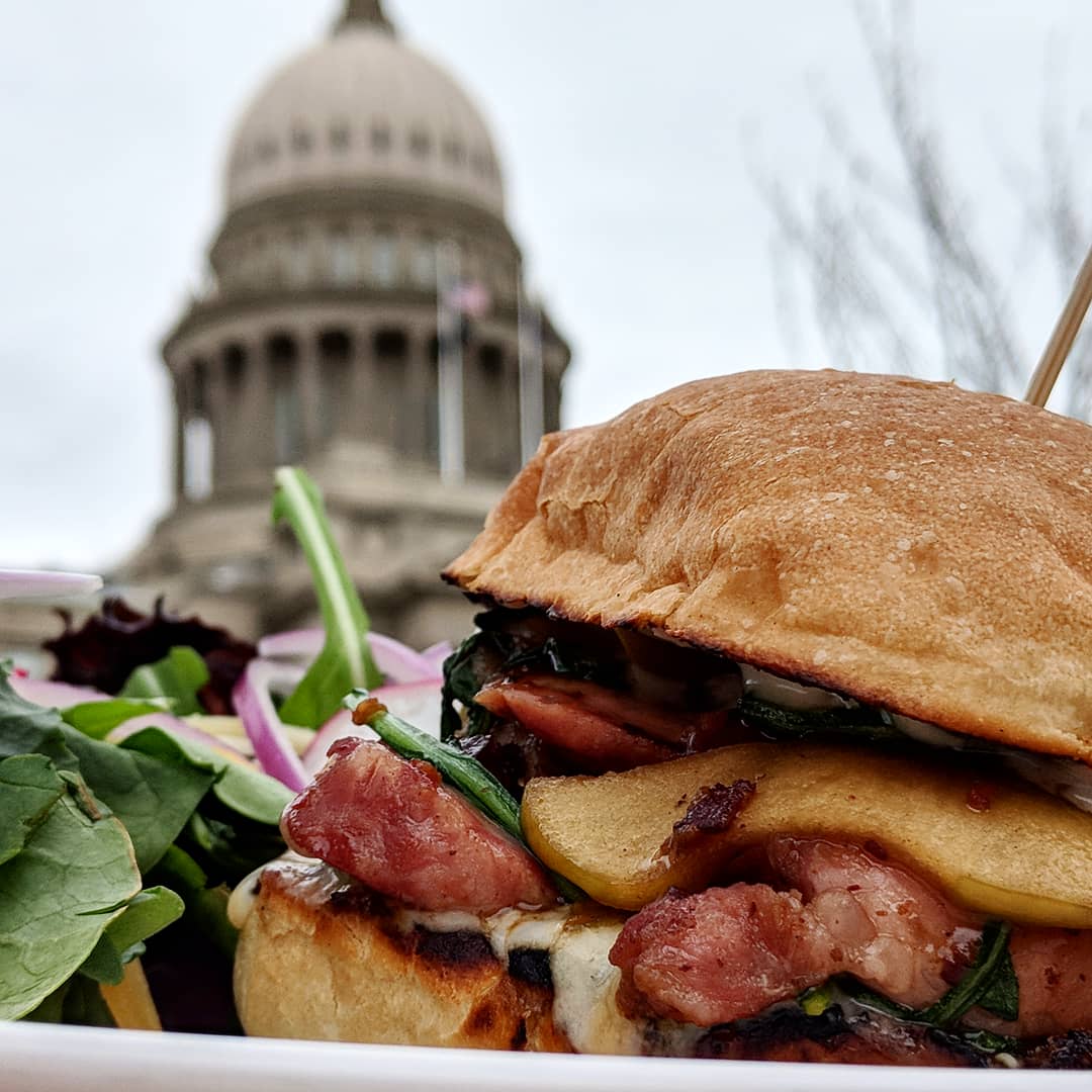 SLGridiron's tweet photo. The Stacked Pig. It's like Avocado Toast, but instead of avocado, it has Spicy Pork Loin and instead of toast, it's served on @acme_bakeshop ciabatta with Pickled Apples and Champagne Brie Cream. So... basically, the same, really.

#boise #lunch #boiselunch #lunchboise #meatboise https://t.co/9LOTkmhJhM