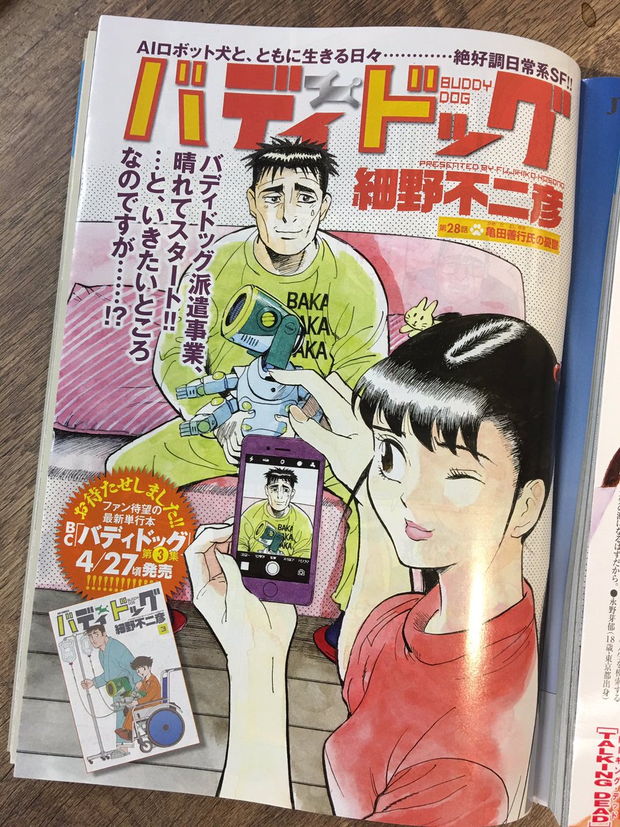 ビッグコミック編集部 単行本第3集発売間近 細野不二彦 バディドッグ 巻頭カラー 増刊号からゾンビたちが出張掲載 新人 葉野宗介 Talking Dead 登場 高瀬理恵 江戸の検屍官 クライマックスへ ビッグコミック8号 本日発売 表紙は朝ドラ