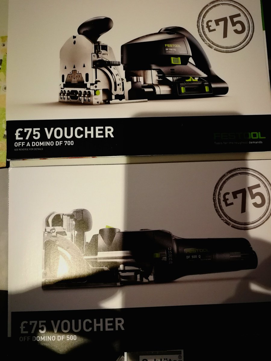 I have 2 festool voucher £75 off each for a df500 and df700 if anyone would like it FOC dm me