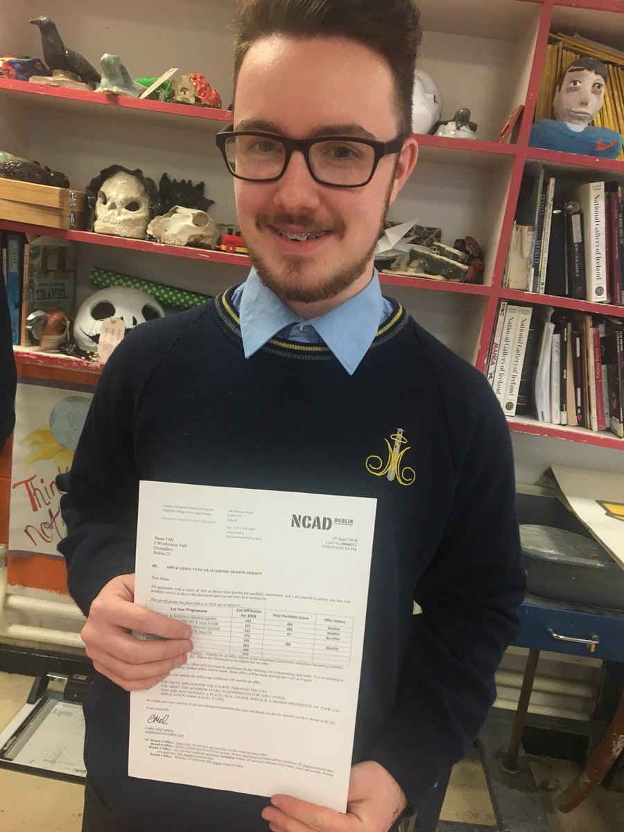 MoyleParkArt's tweet photo. We are all so incredibly proud of Shane in 6th year who’s been accepted to @NCAD_Dublin ! Massive congrats 🎉 @moylepark #thefutureisbright https://t.co/yCFrq7Bhz3